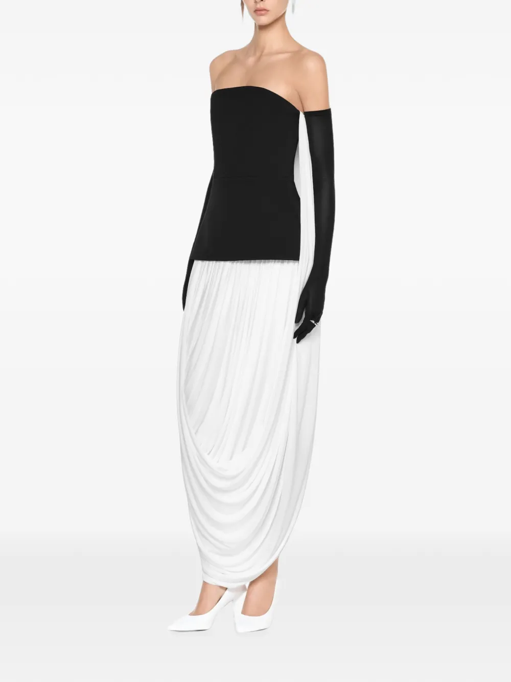 CHATS BY C.DAM Shirley gedrapeerde strapless maxi-jurk Wit
