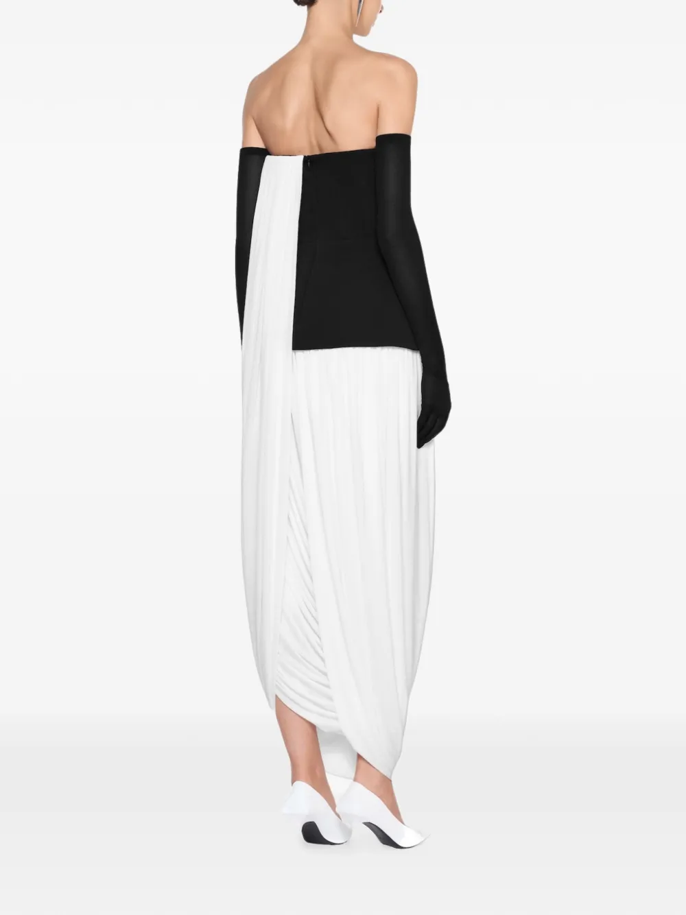 CHATS BY C.DAM Shirley gedrapeerde strapless maxi-jurk Wit