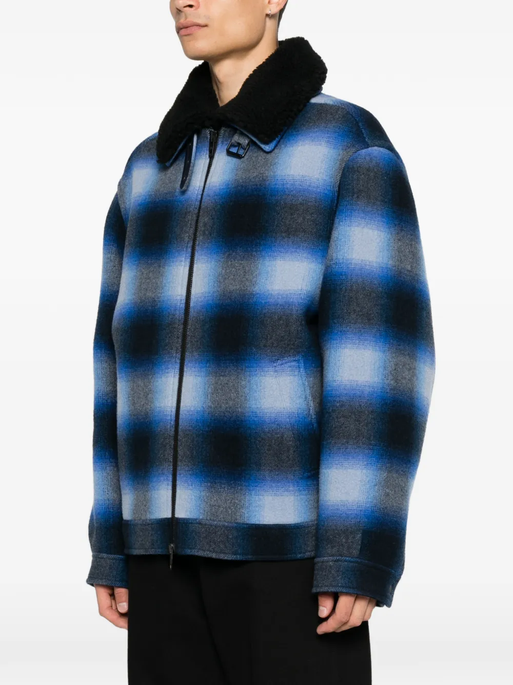 Balenciaga Flanellen bomberjack in blauw zwart