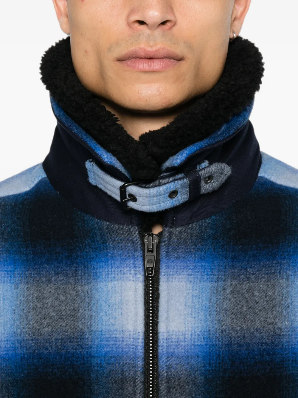 Balenciaga Flanellen bomberjack in blauw zwart