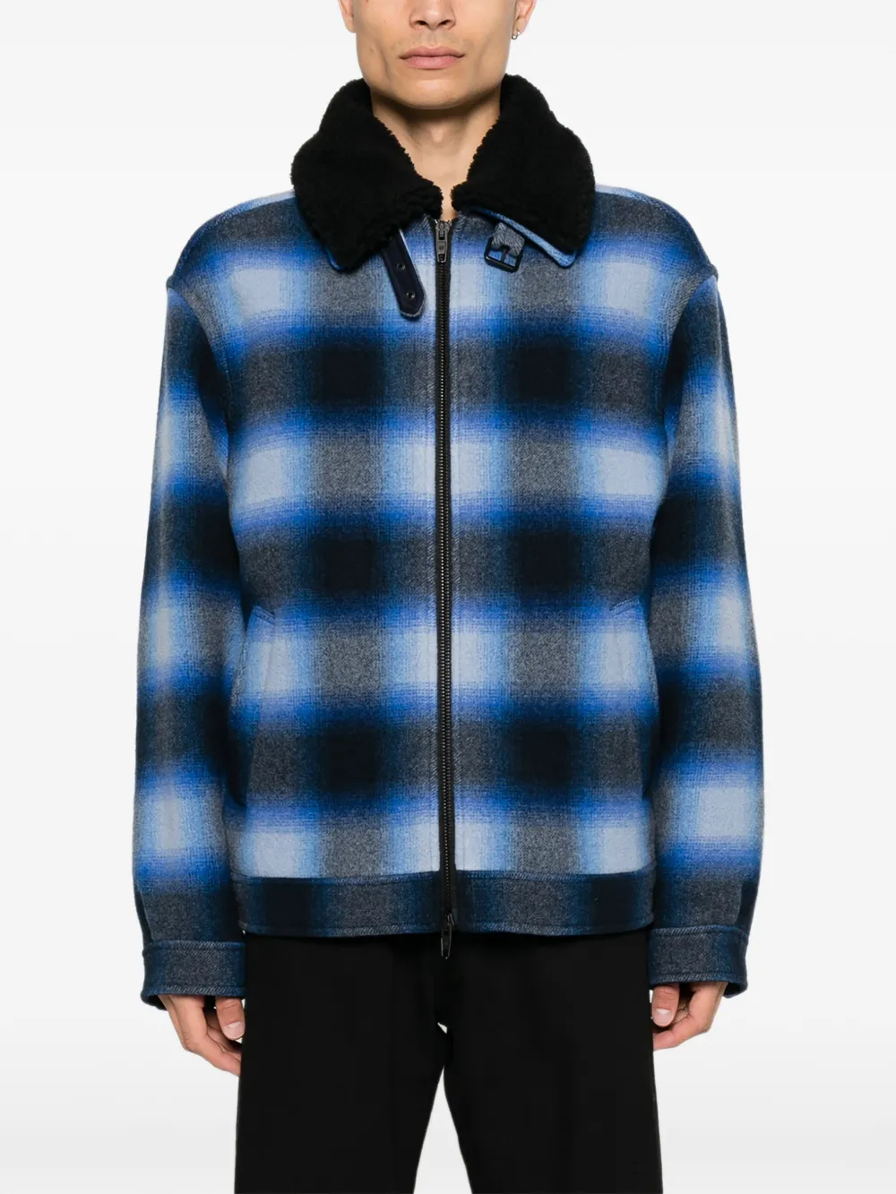 Balenciaga Flanellen bomberjack in blauw zwart