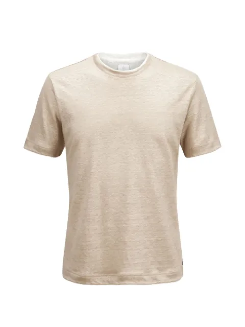 Eleventy camiseta de lino con cuello a capas