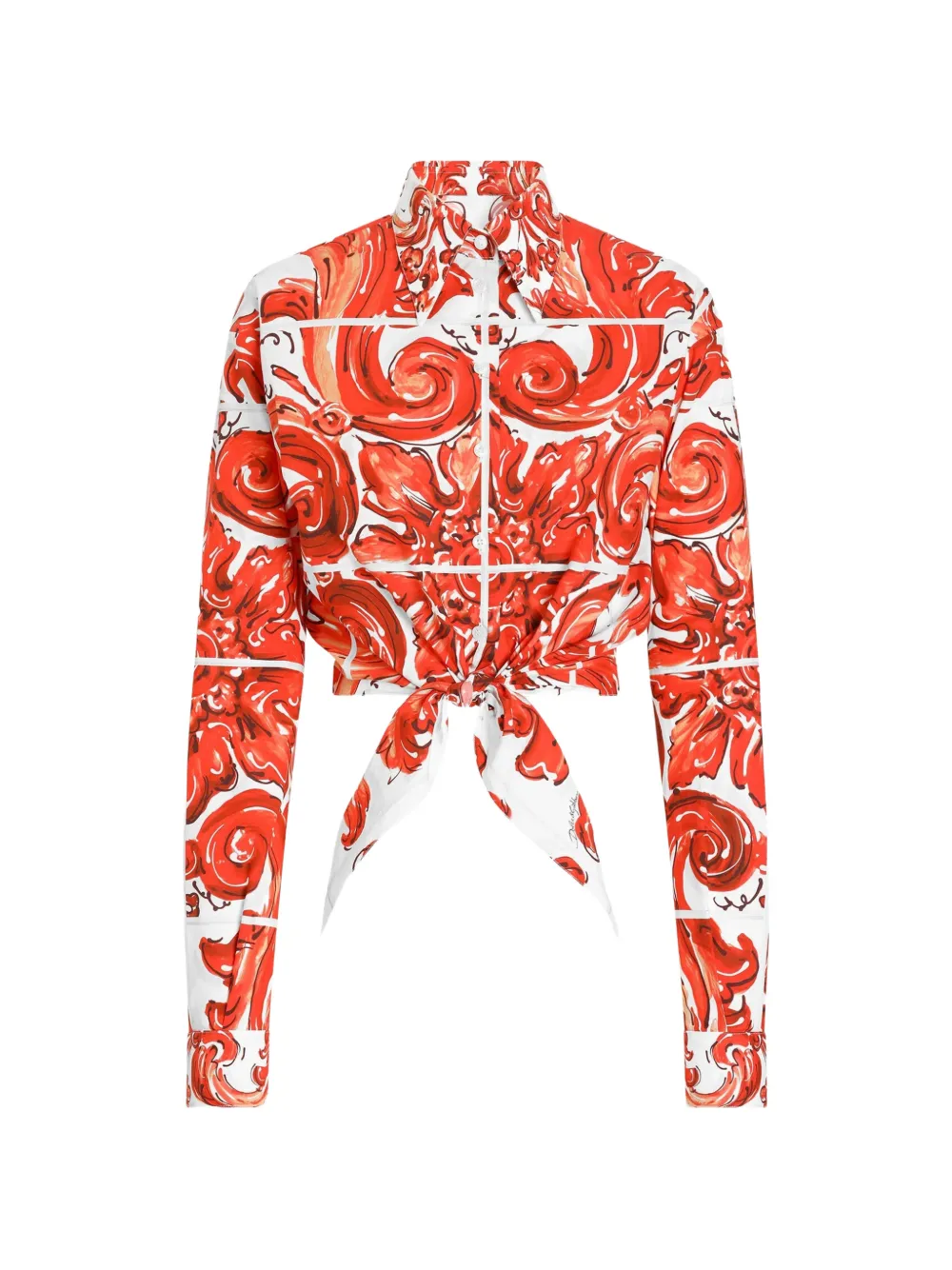 Dolce & Gabbana Majolica-print tie-front shirt - Red