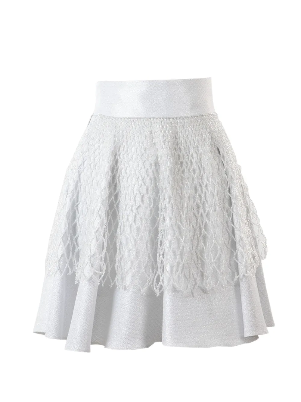 Gemy Maalouf shimmery fishnet-overlay skirt