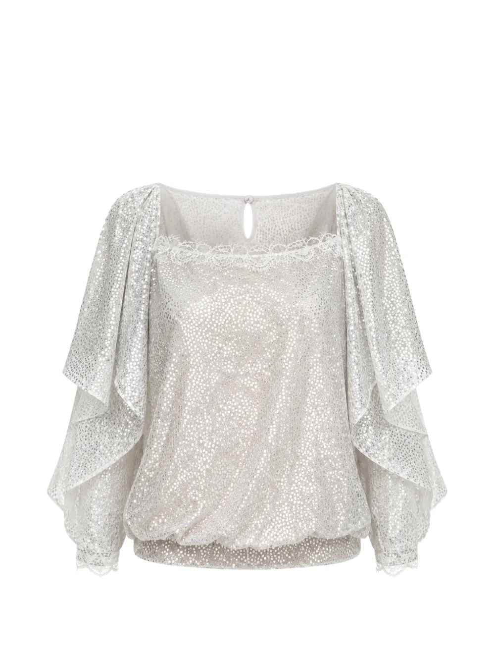 Gemy Maalouf lace-trim shimmery top