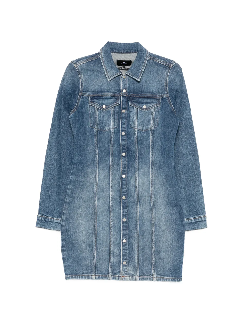 7 For All Mankind long-sleeve button-up mini dress - Blu