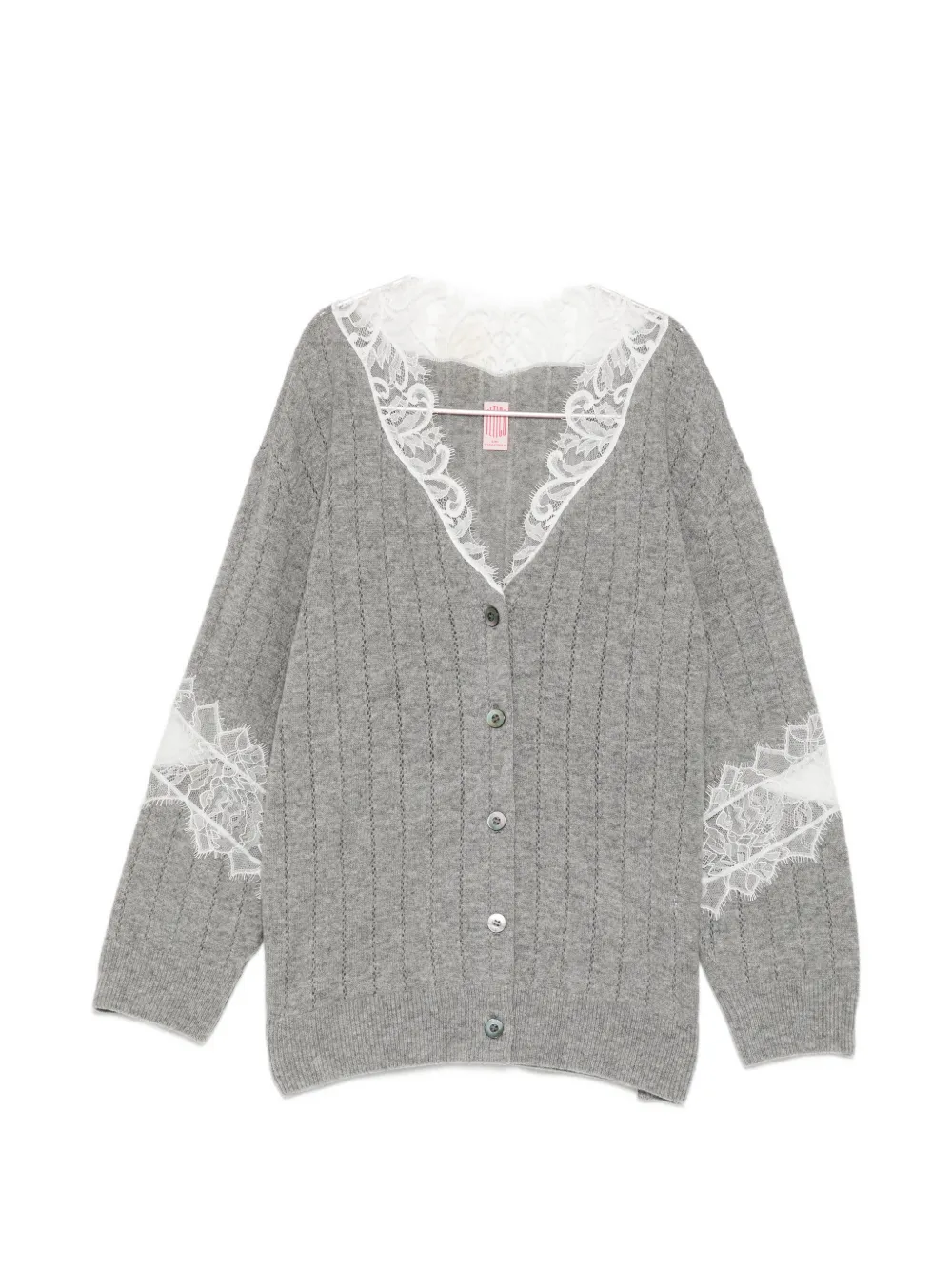 FETICO hairy-lace paneled cardigan - Grigio