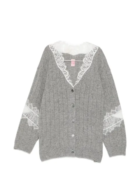 FETICO hairy-lace paneled cardigan