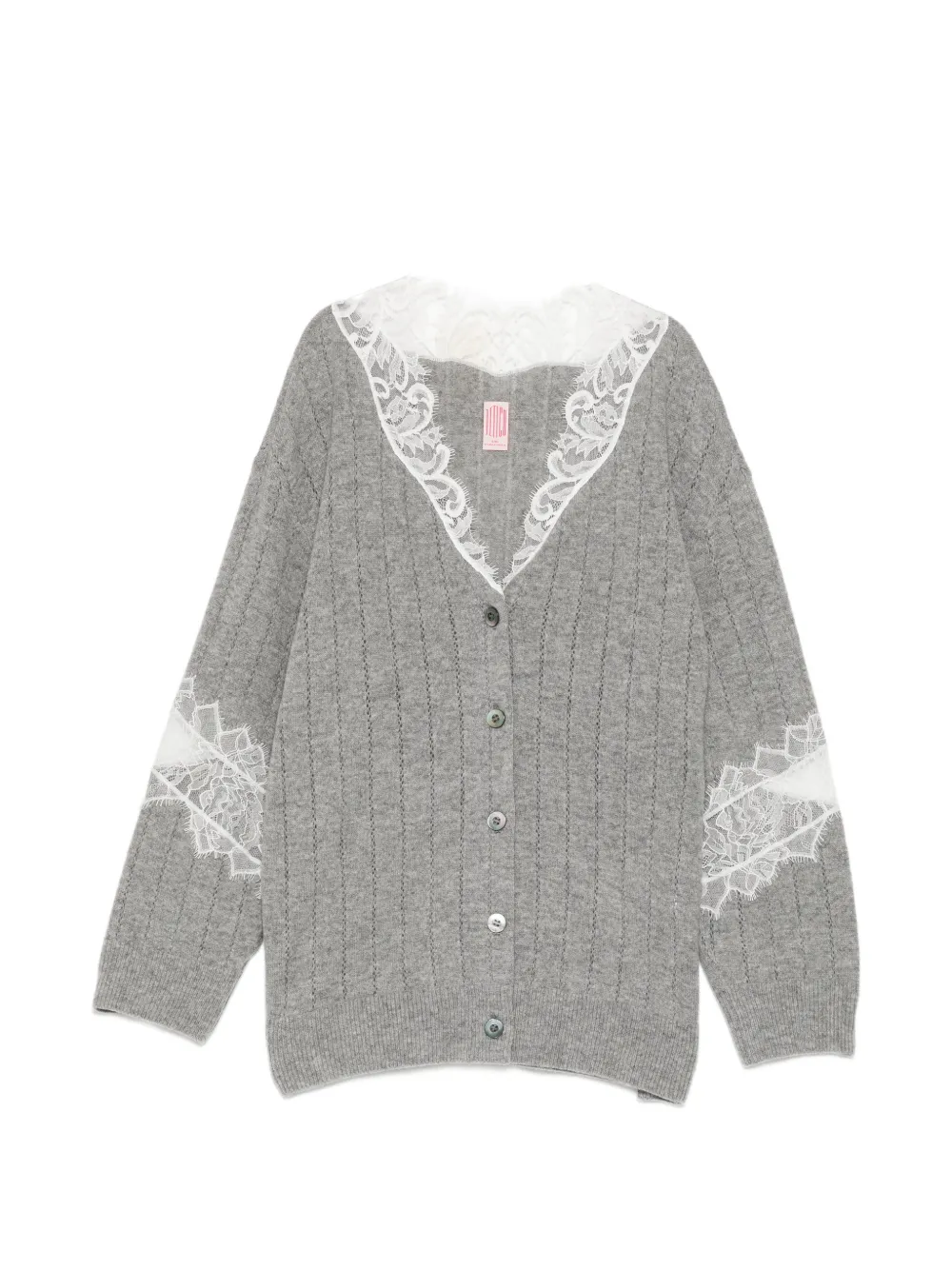 FETICO hairy-lace paneled cardigan - Grigio