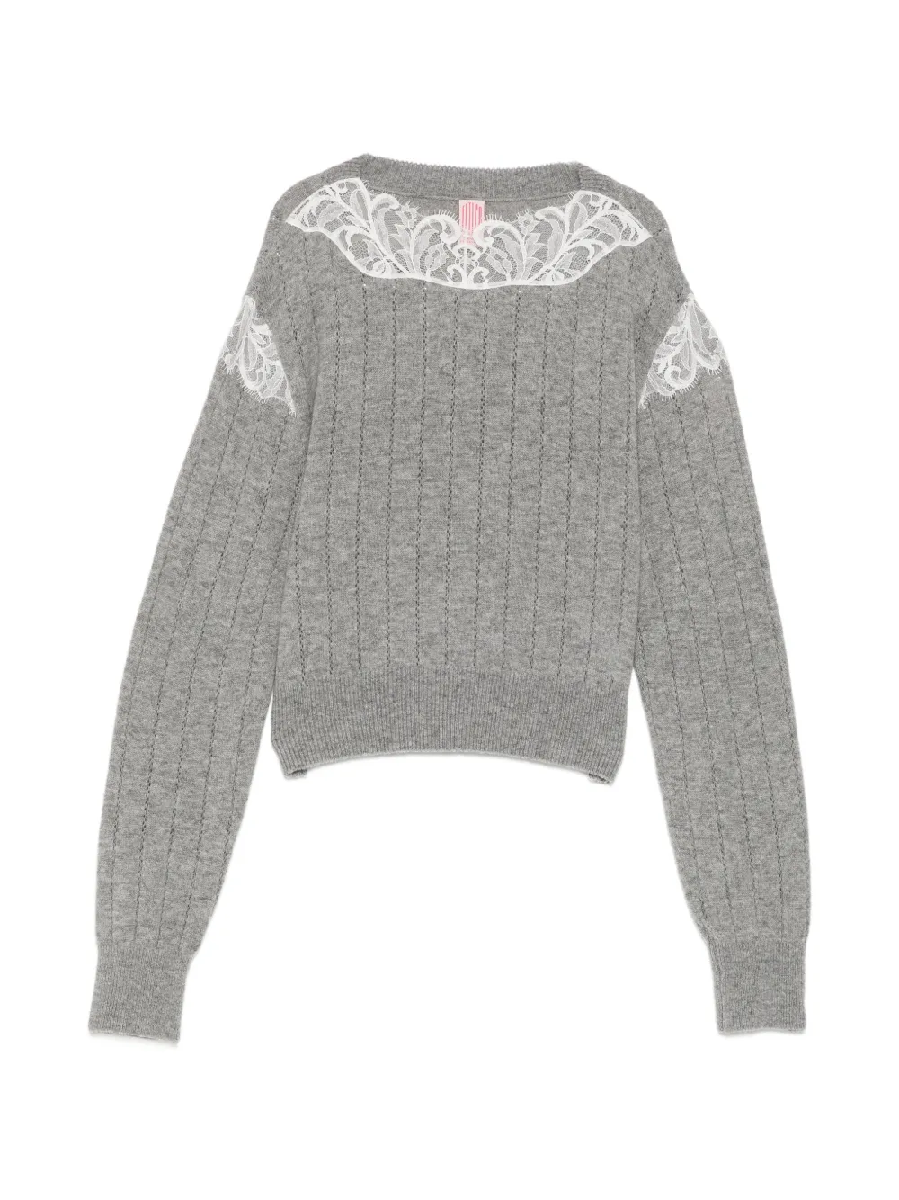 FETICO hairy-lace panelled crop sweater - Grau