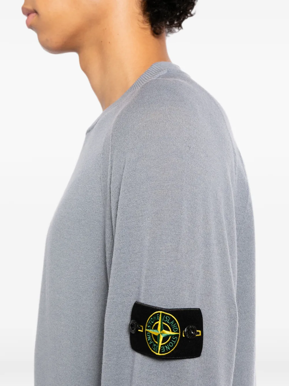 Stone Island logo-patch raglan-sleeve sweater Blauw