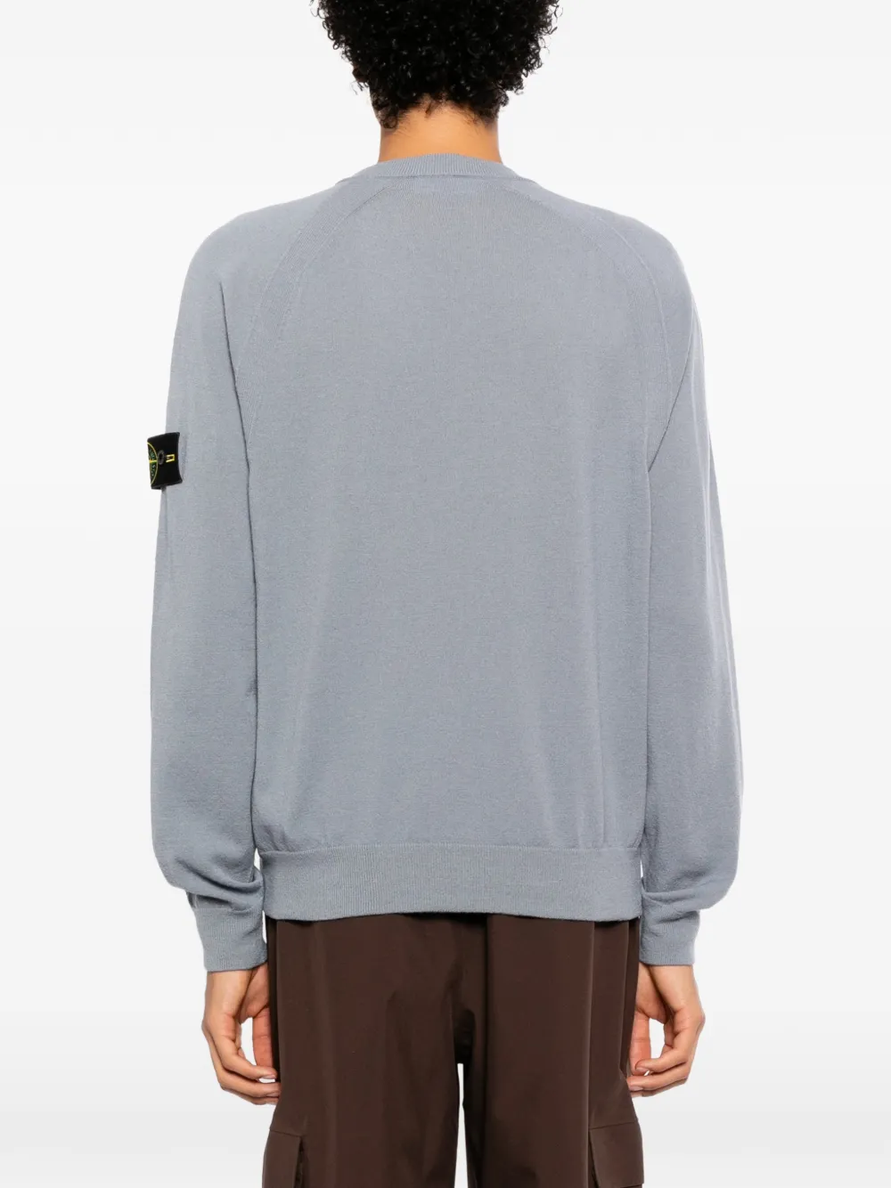 Stone Island logo-patch raglan-sleeve sweater Blauw