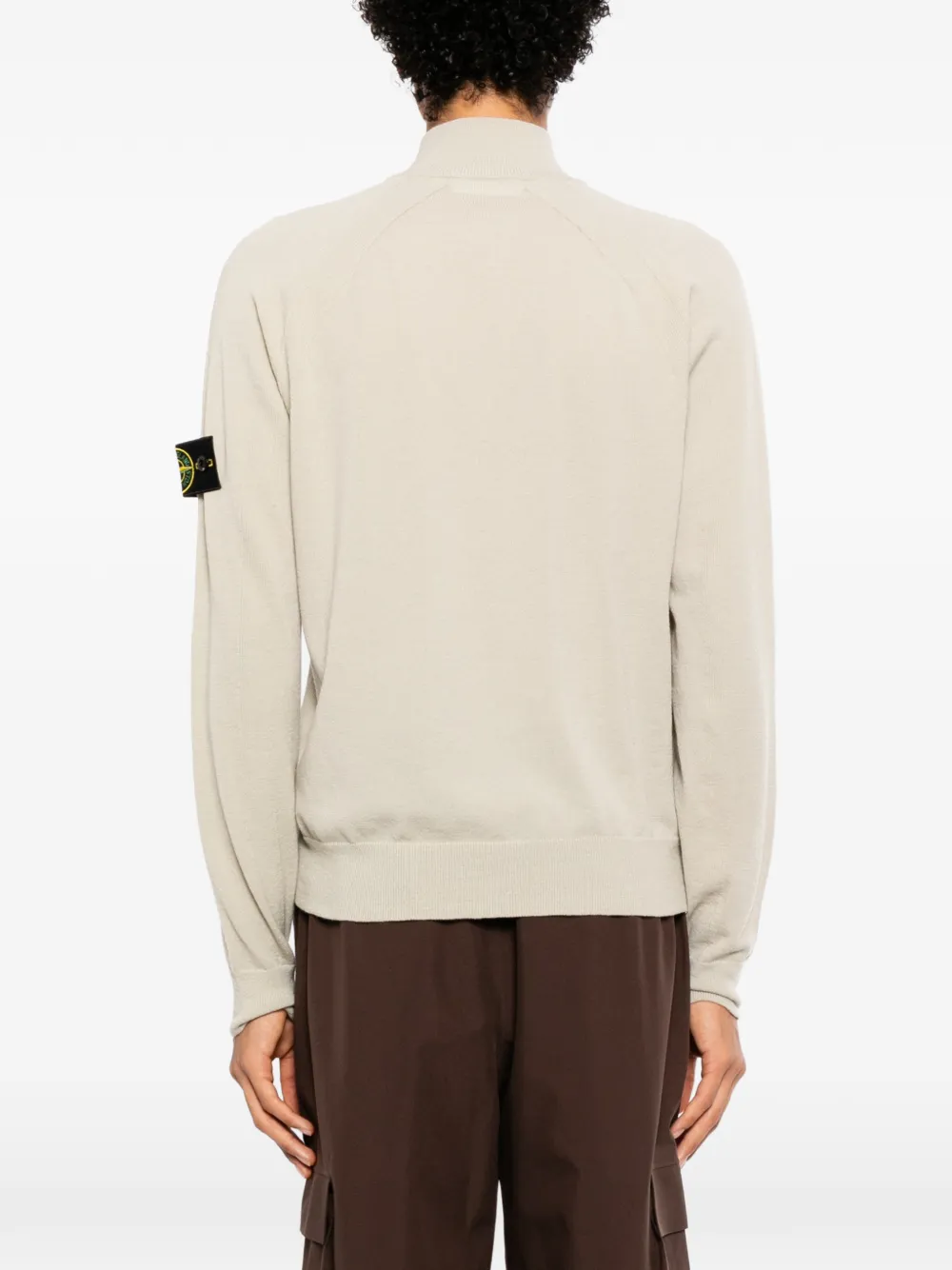 Stone Island Trui met Compass-logopatch en halve rits Beige