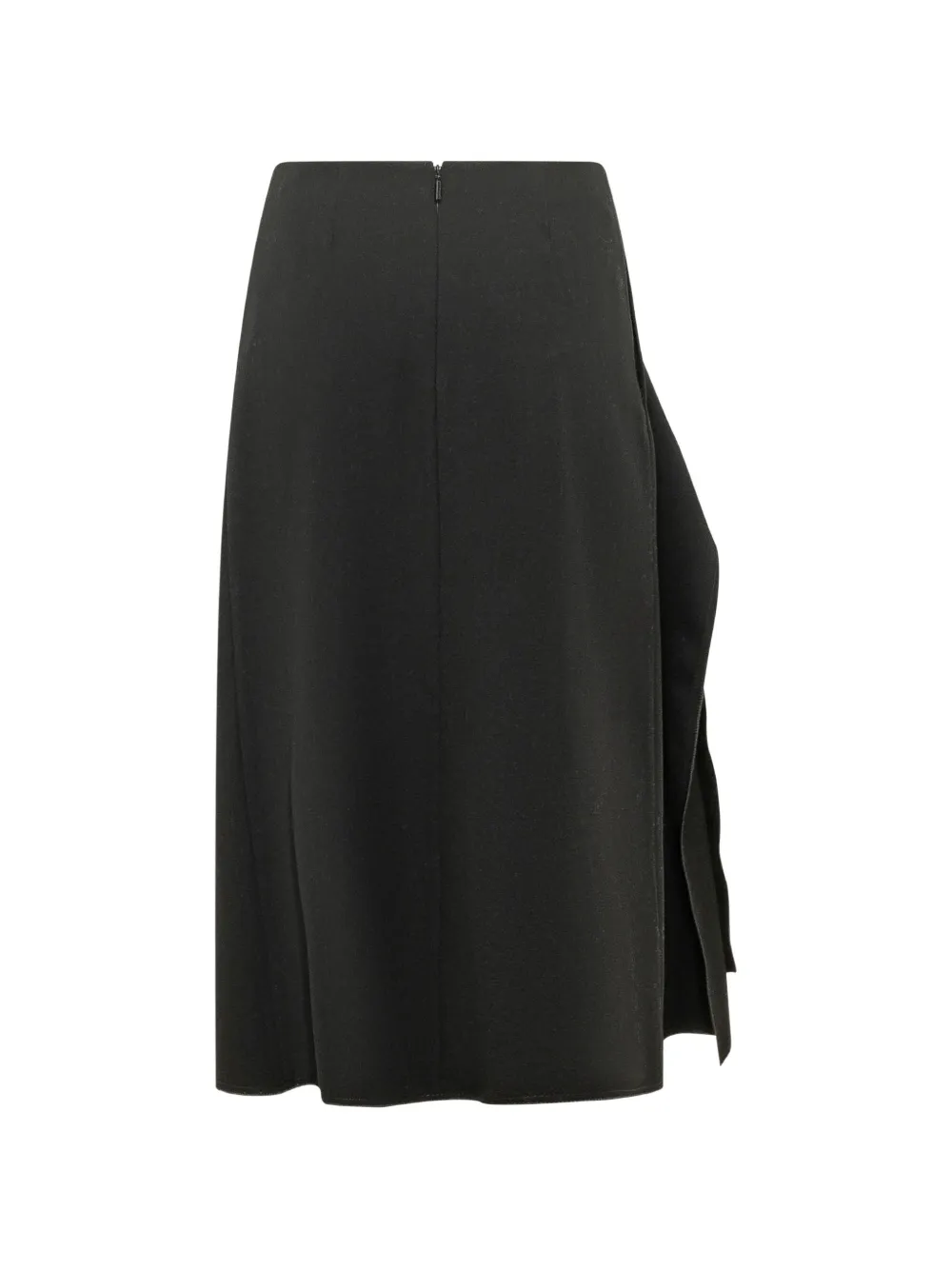 Lanvin Draped-effect Wool Midi Skirt in Black, view 2