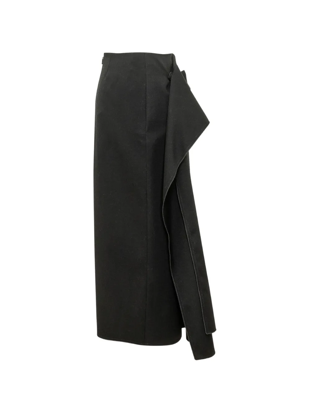 Lanvin Draped-effect Wool Midi Skirt in Black, view 3