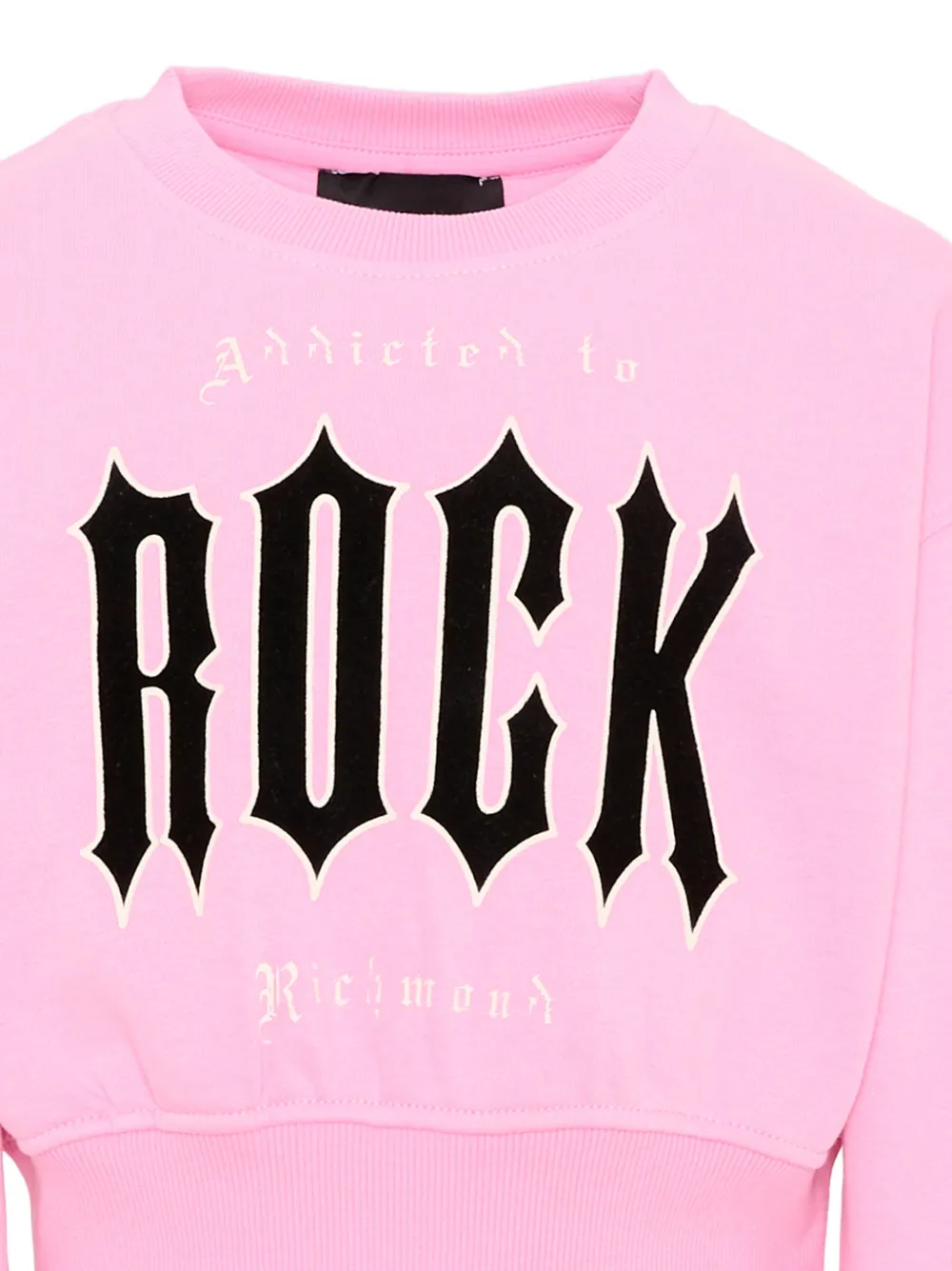 John Richmond Junior Cropped sweater met logoprint Roze