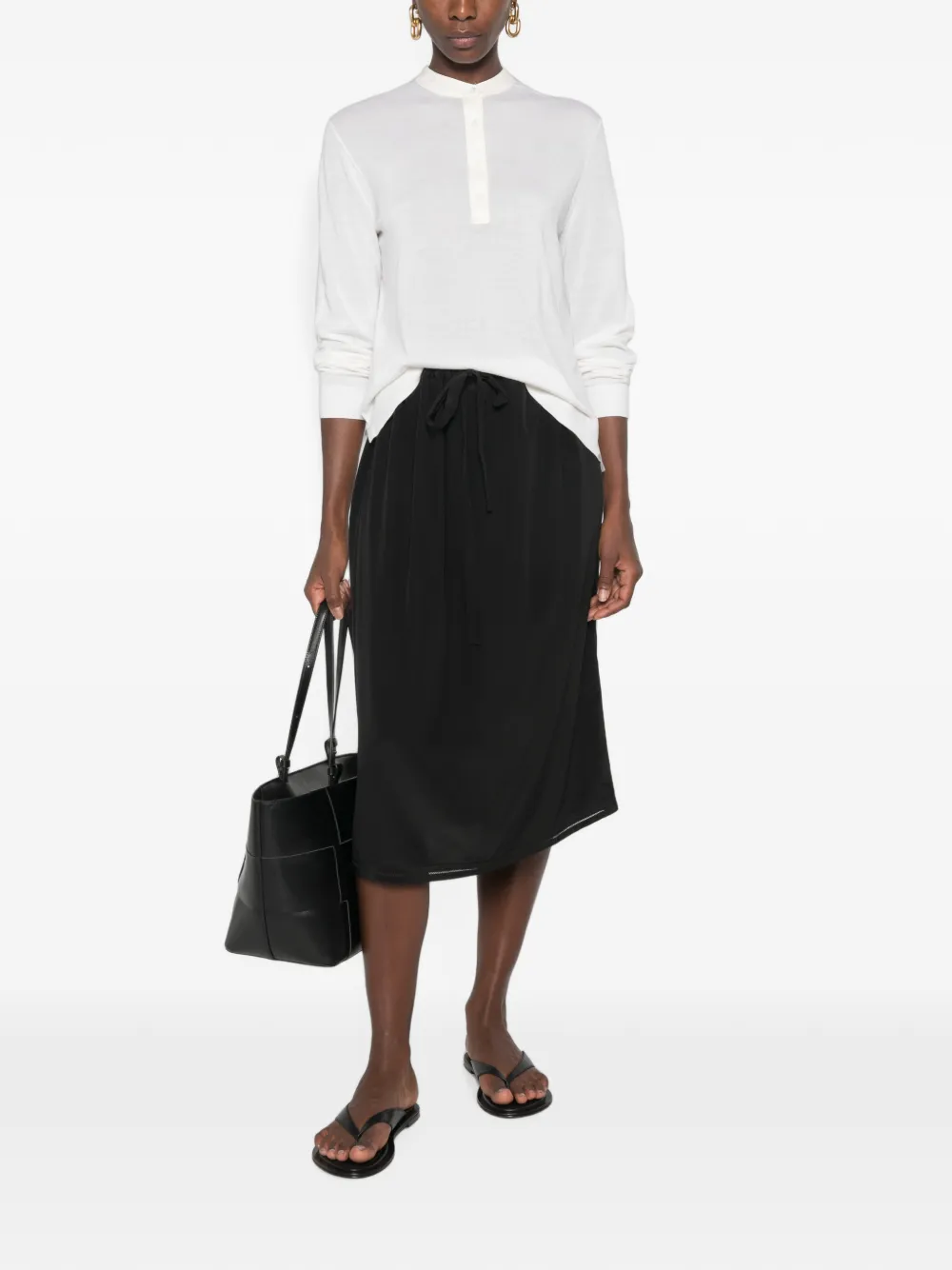 TOTEME drawstring-waist midi skirt Zwart