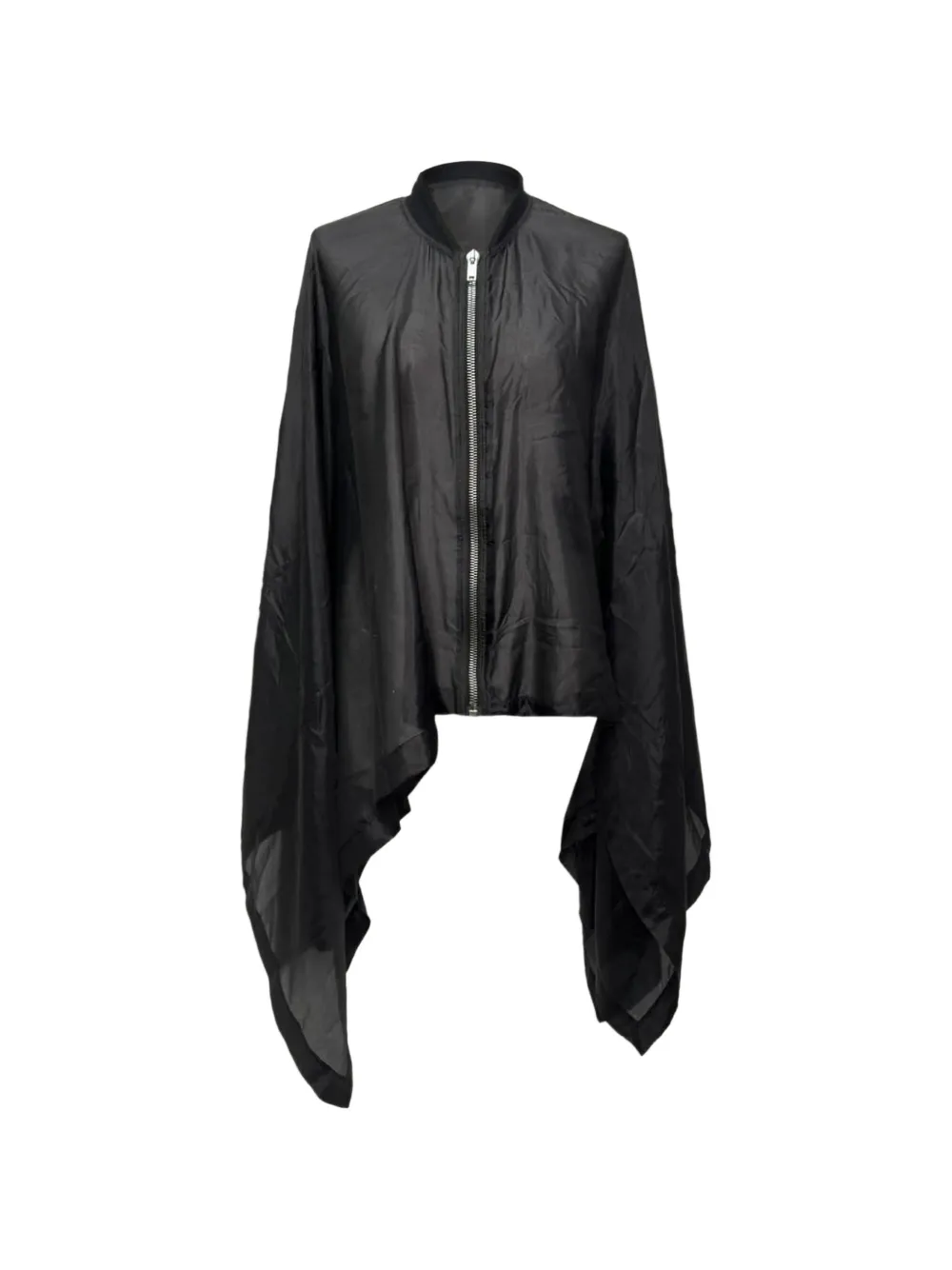 Rick Owens Vintage 2020s zip-up asymmetric poncho - Black
