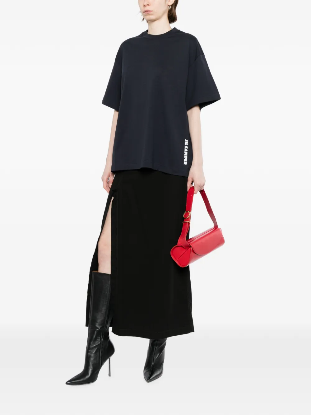 Jil Sander T-shirt met logoprint Blauw
