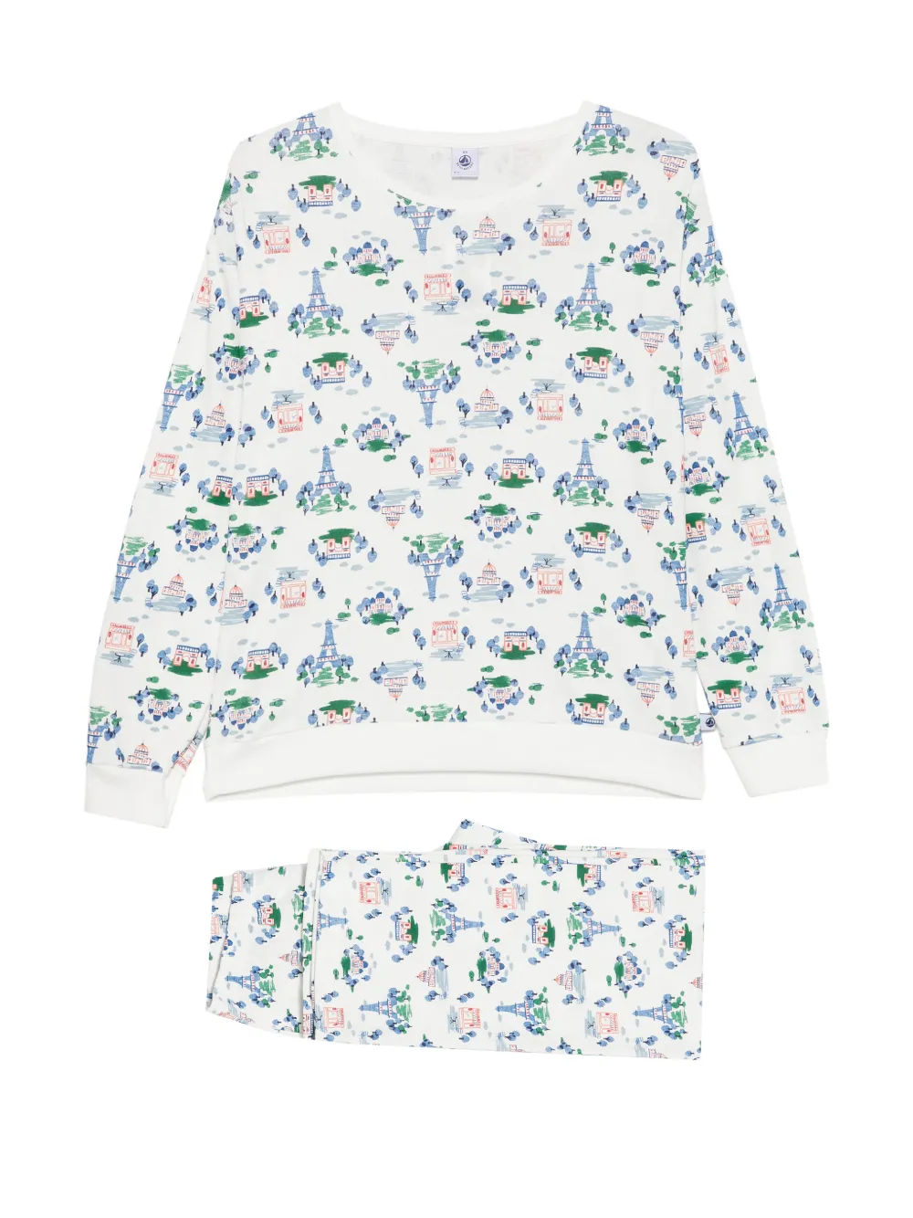 Petit Bateau Pyjama mit grafischem Print - Weiß