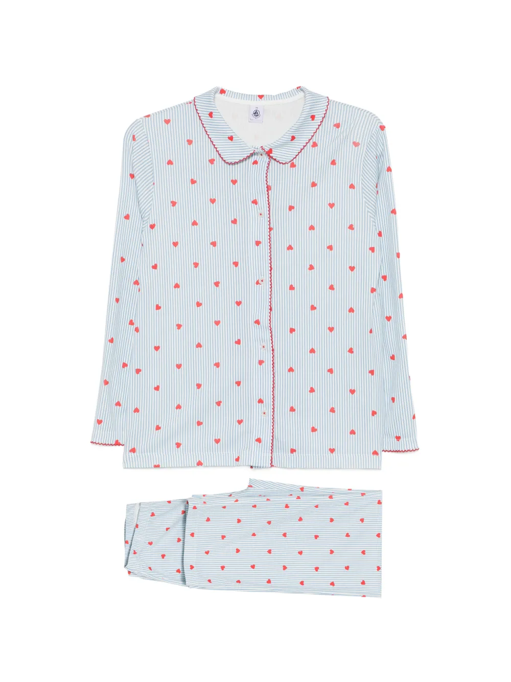 Petit Bateau Pyjama mit Herz-Print - Blau