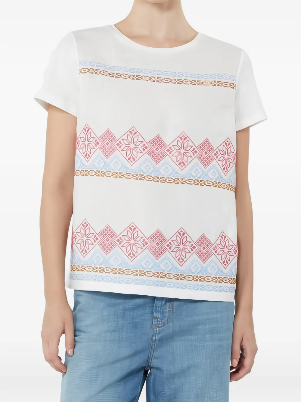 Weekend Max Mara T-shirt met geometrisch borduurwerk Wit
