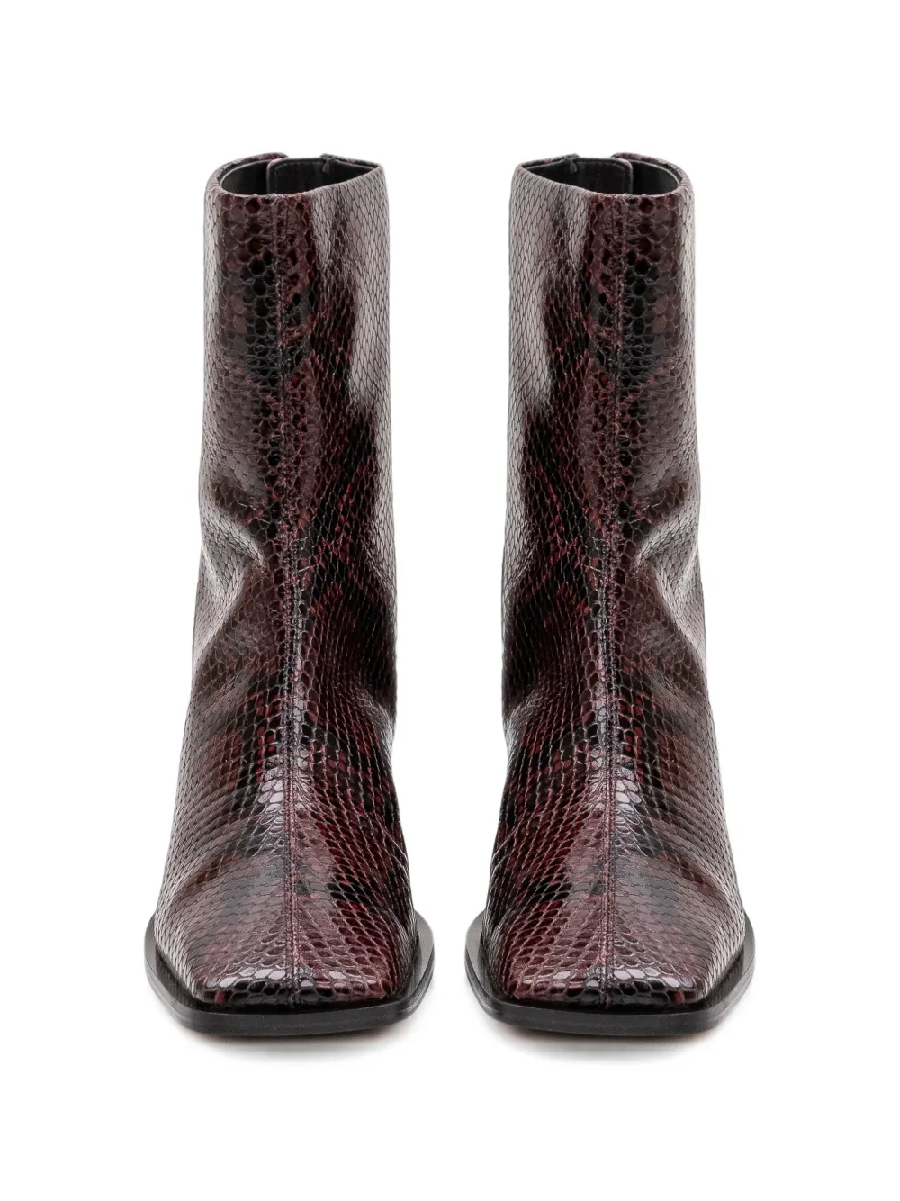 Aeyde Amina snake-effect leather ankle boots Rood