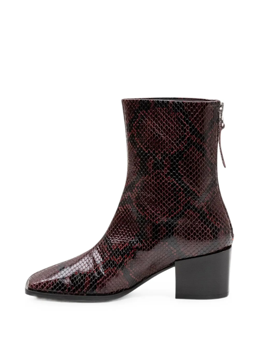 Aeyde Amina snake-effect leather ankle boots Rood