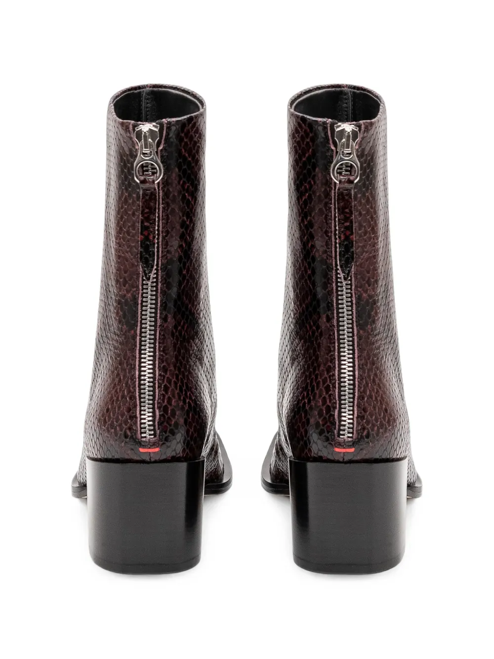 Aeyde Amina snake-effect leather ankle boots Rood