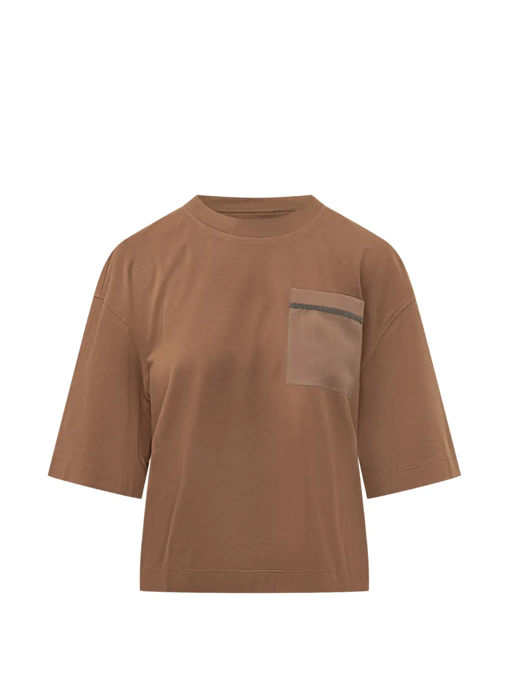Brunello Cucinelli embellished pocket T-shirt - Marrone