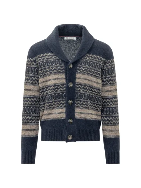 Brunello Cucinelli Fair Isle shawl-collar cardigan
