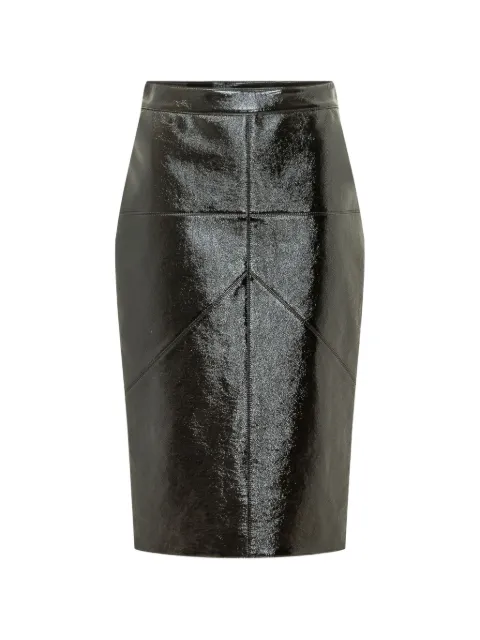 Lanvin vinyl straight midi skirt with cut-outs