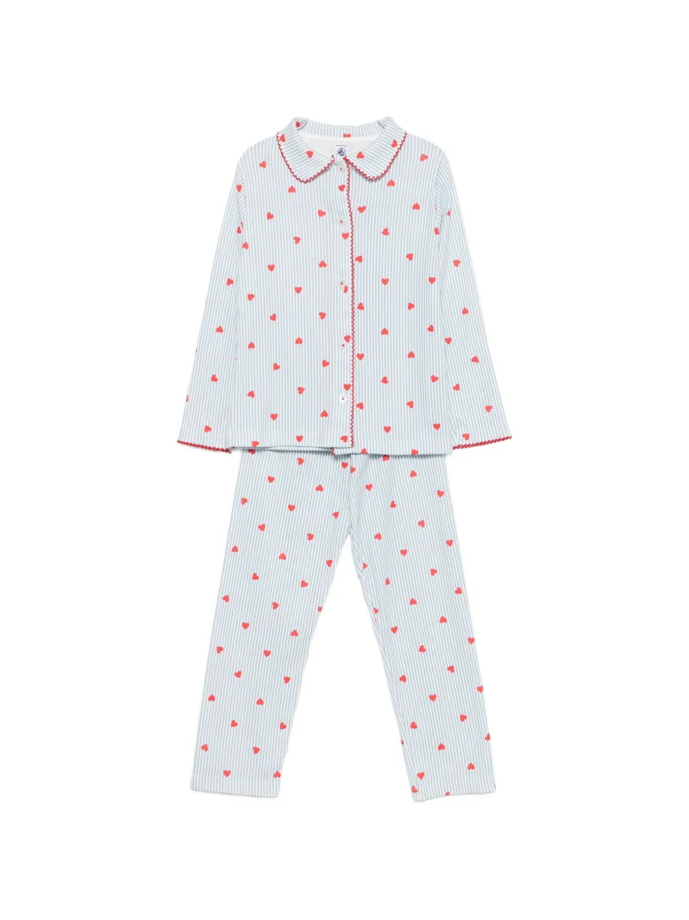 Petit Bateau heart-print striped pajamas - Blau