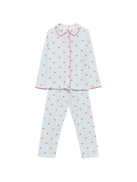 Petit Bateau heart-print striped pajamas