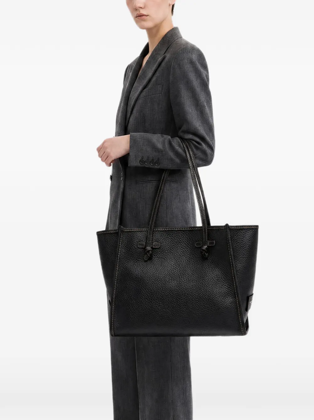 GIANNI CHIARINI Marcella shopper van bewerkt leer Zwart