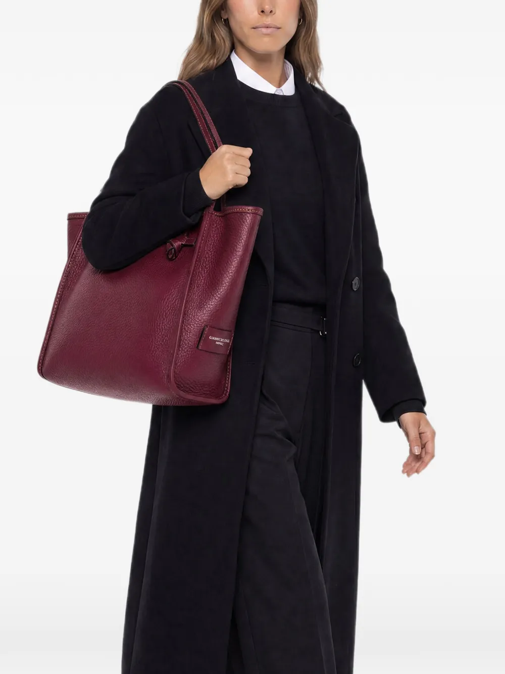 GIANNI CHIARINI Marcella shopper van bewerkt leer Rood
