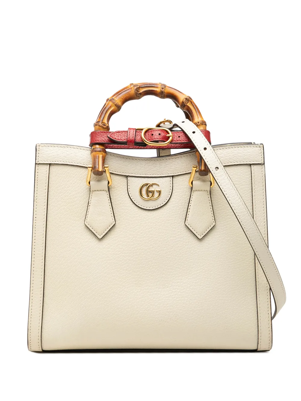 Gucci Pre-Owned 2016-2026 Medium Calfskin Bamboo Diana satchel - Bianco
