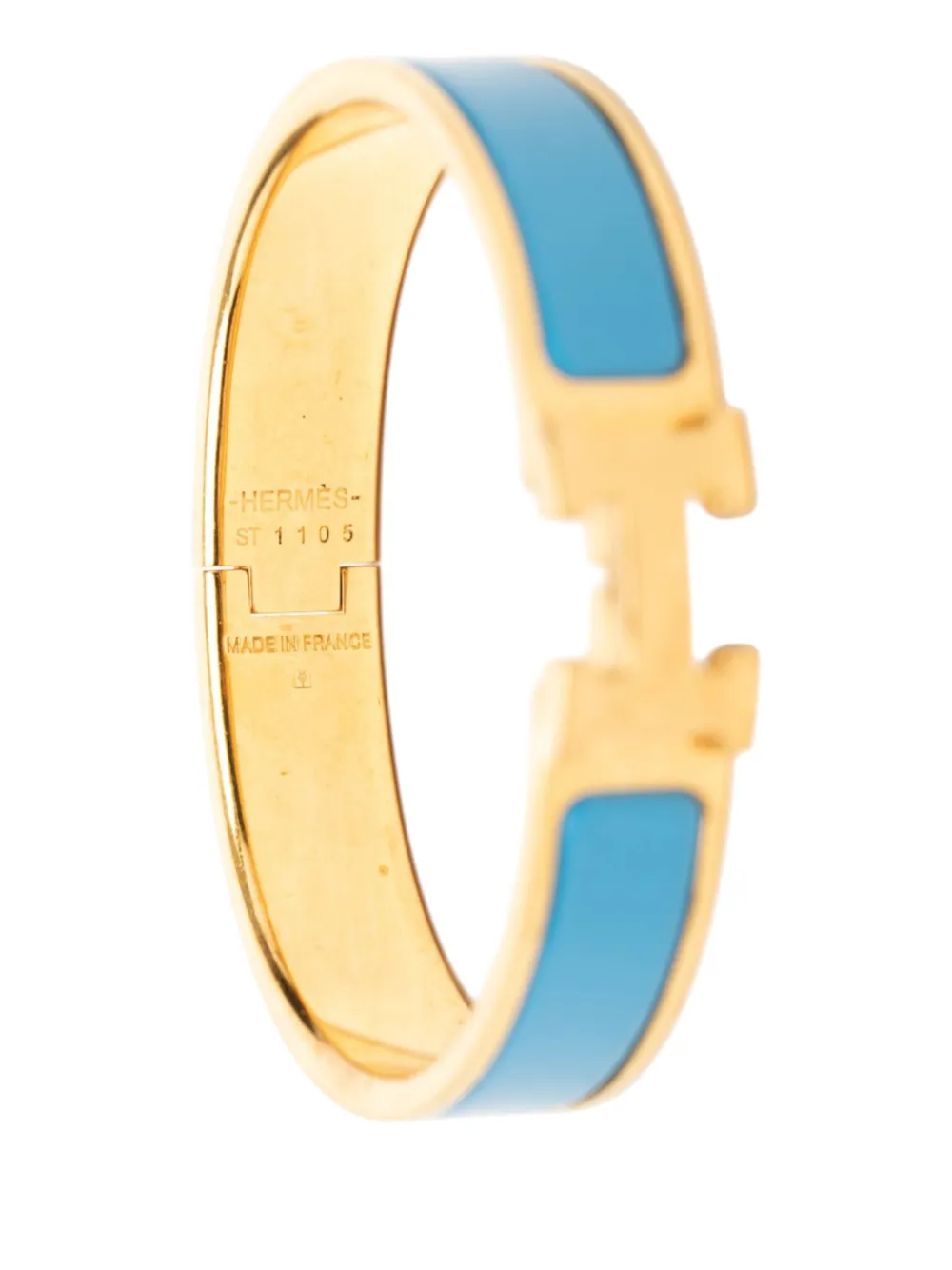 Hermès Pre-owned 2000-2026 Narrow Enamel Clic H Bracelet PM Costume Bracelet in Blue, view 4