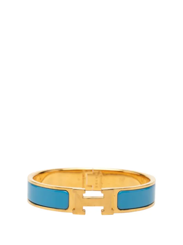 Hermès Pre-owned 2000-2026 Narrow Enamel Clic H Bracelet PM Costume Bracelet in Blue
