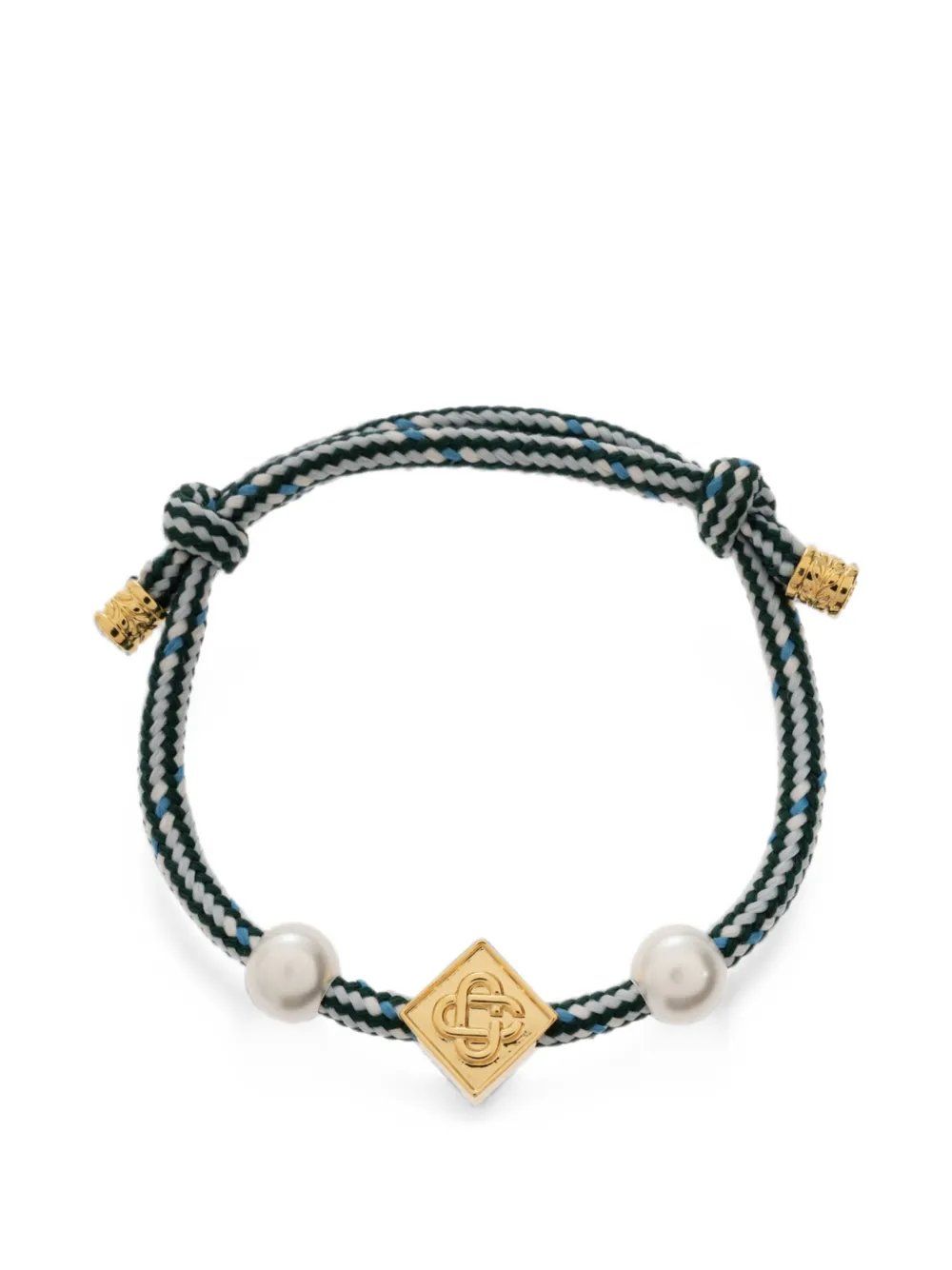 Casablanca pearl-embellished logo-plaque bracelet - Oro