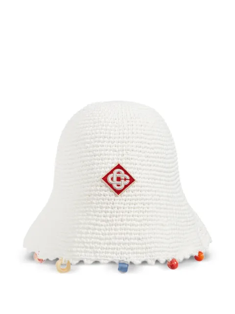Casablanca gorro de pescador de crochet con aplique del logo