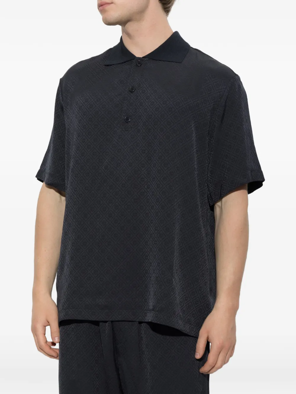 Casablanca Poloshirt met korte mouwen en gebreide kraag Blauw
