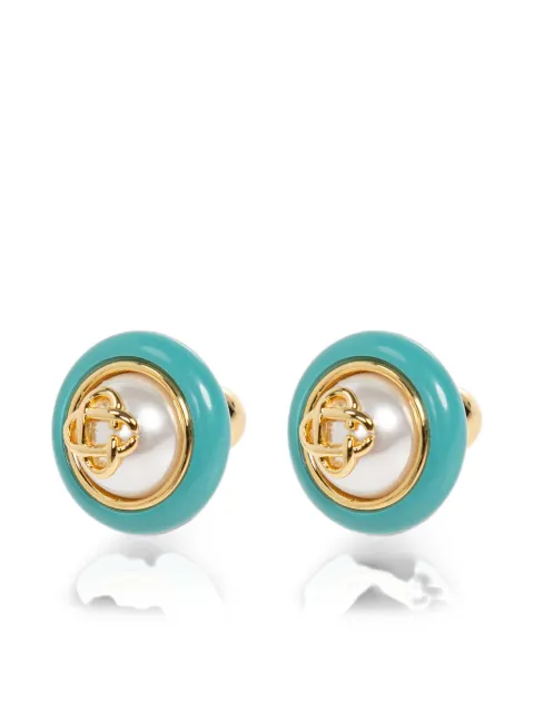 Casablanca pearl-embellished logo earrings