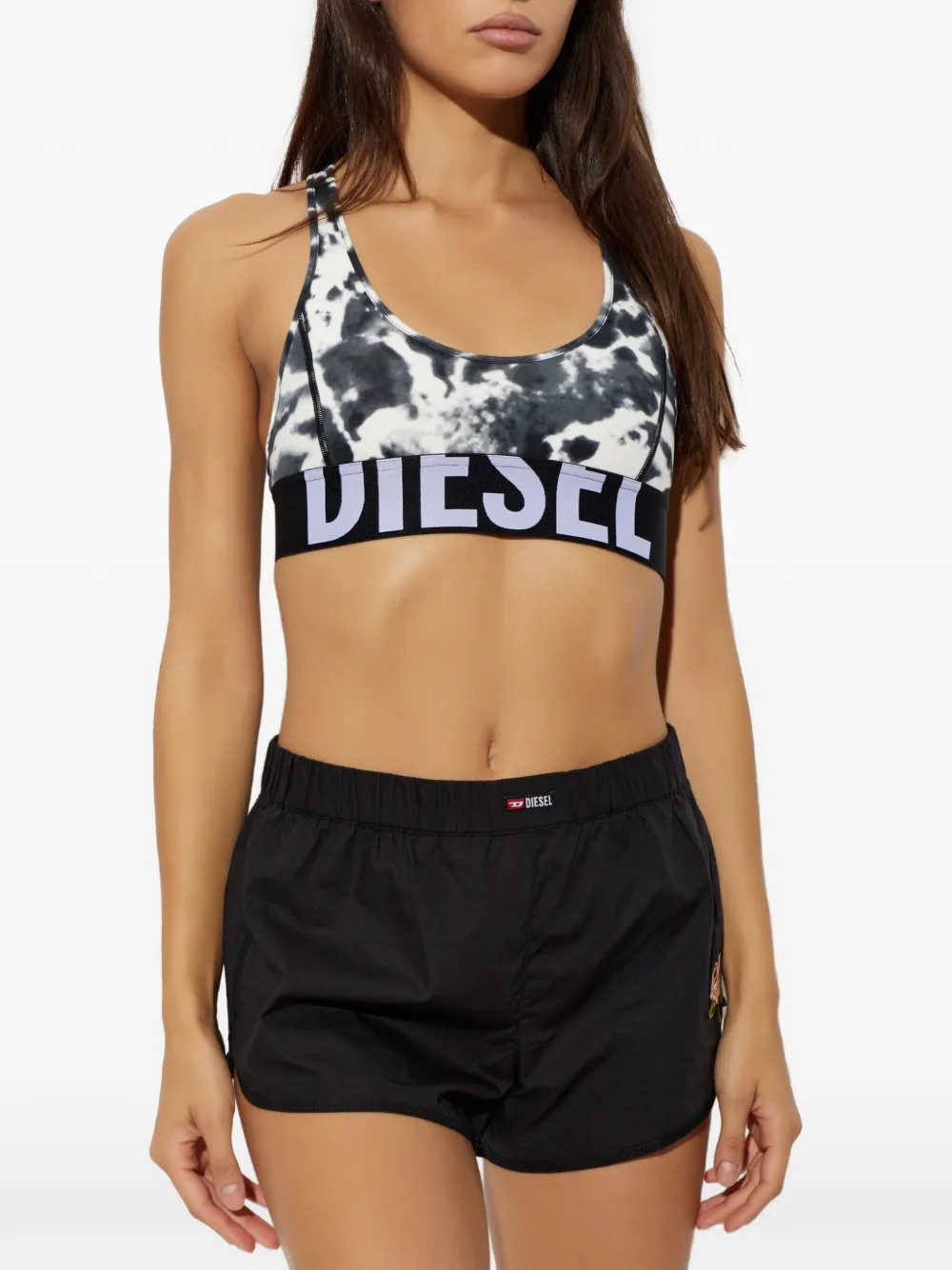 Diesel Allison-D-Pop sport-bh met tie-dye print Zwart