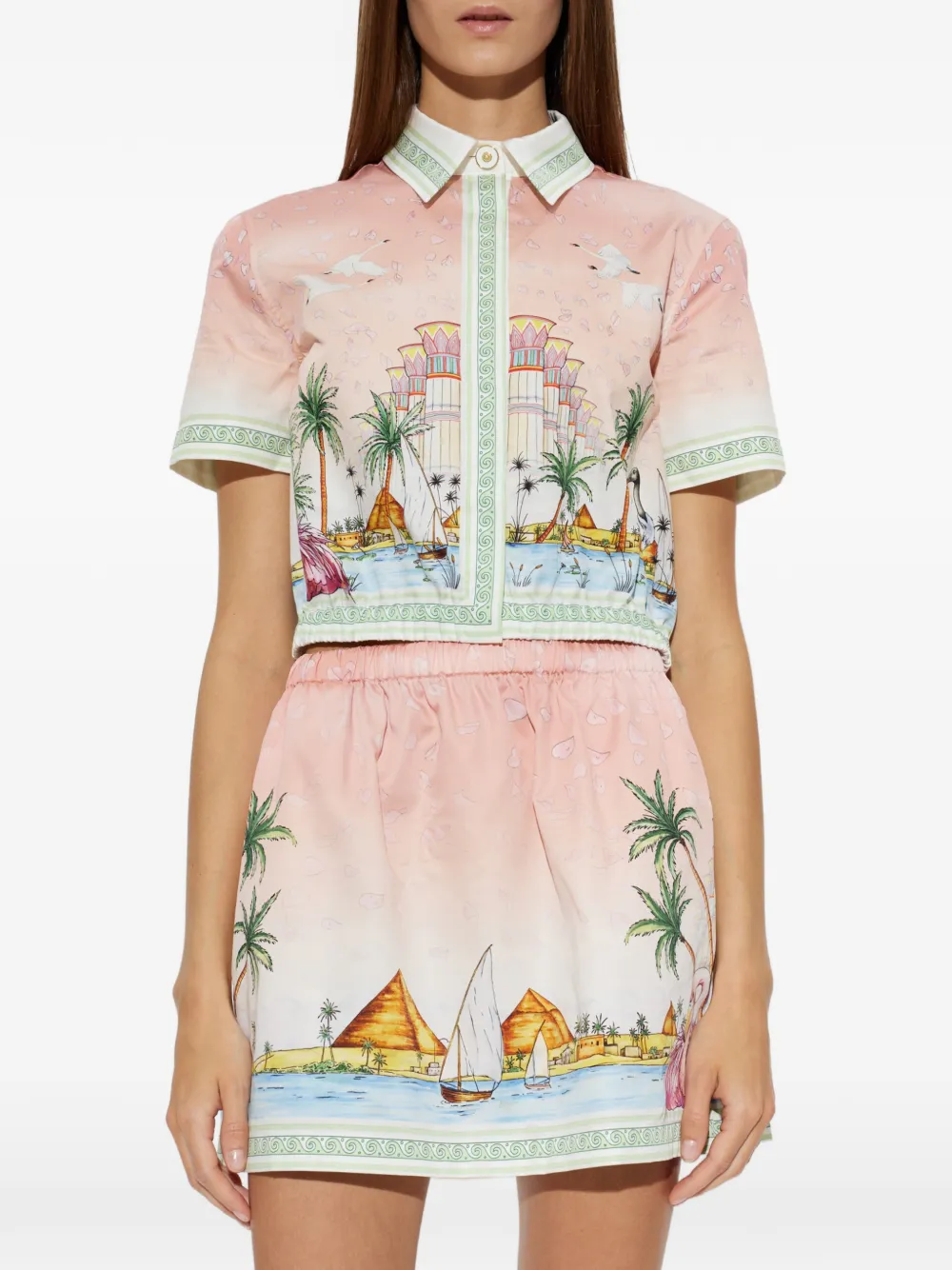 Casablanca Cropped blouse met print Roze