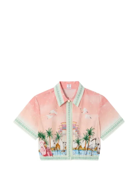 Casablanca pink Ethereal cotton cropped short sleeve shirt