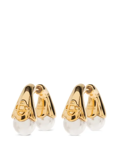 Casablanca Lotus logo-detail pearl earrings