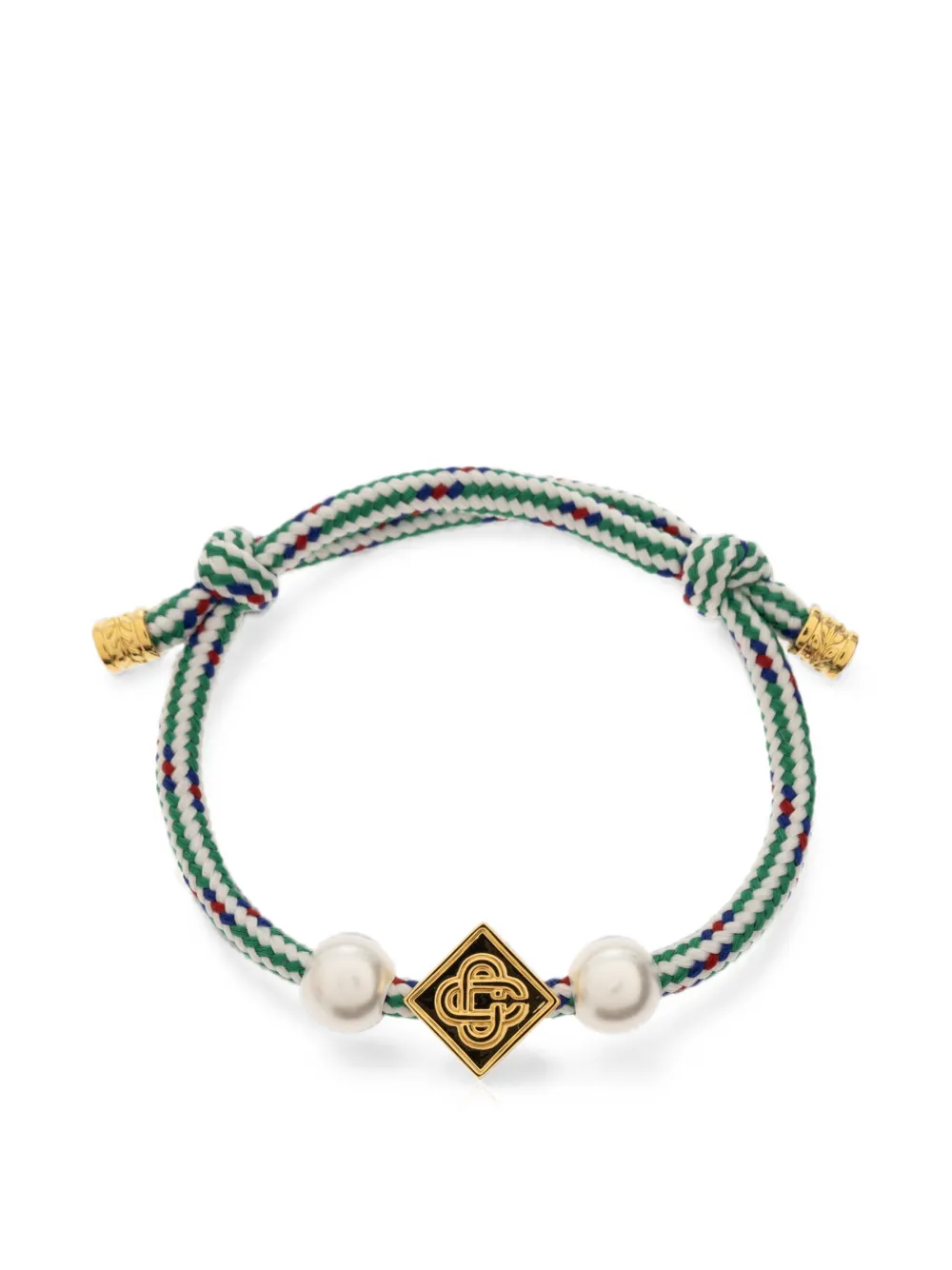 Casablanca pearl-embellished logo-plaque bracelet - Oro