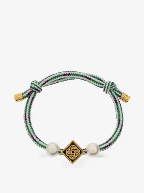 Casablanca bracelet à ornements de perles et plaque logo