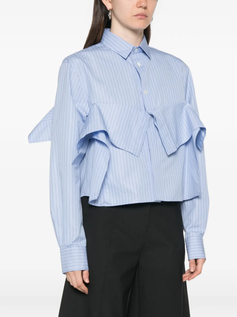 sacai Gestreept shirt met ruches Blauw